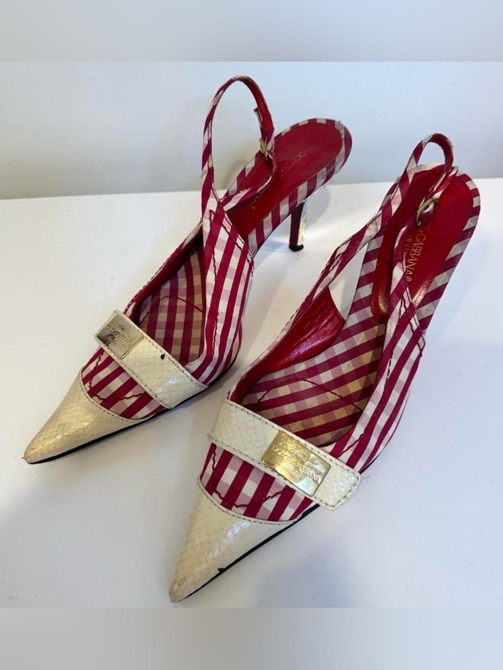 Vintage dolce & Gabbana gingham slingbacks
